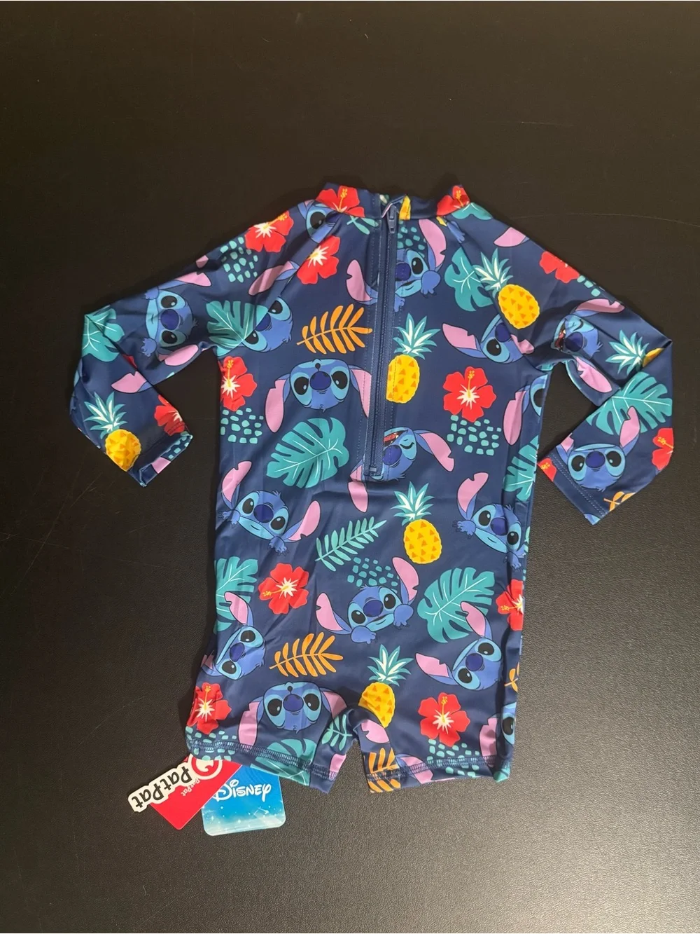 Patpat Disney Stitch Tropical Long Sleeve Rash Guard 9M-12M Swimsuit. New.